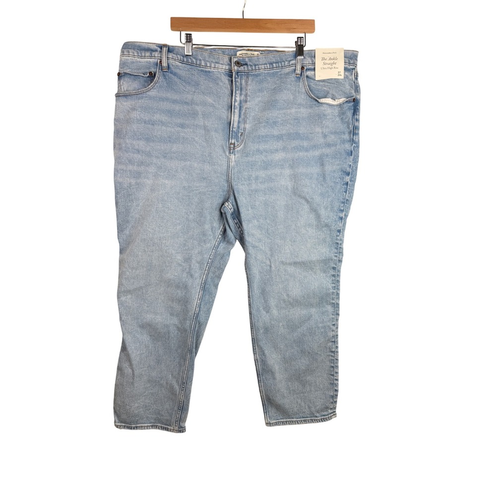 NWT Abercrombie & Fitch Ultra High Rise Ankle Straight Leg Jeans size 24R Blue